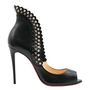 Christian LOUBOUTIN Heels ROUCOULOUCOU 100 Black Silver Star Studded Pumps 36.5